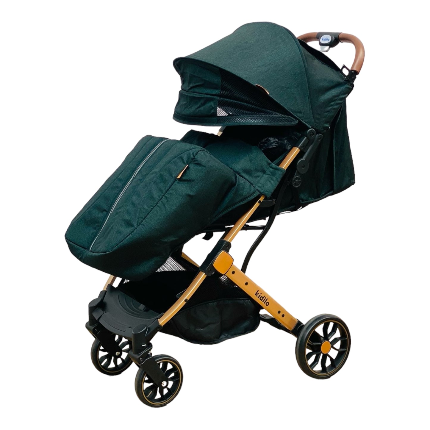 Carucior sport, cu inchidere compacta, sistem troller, pozitie somn si protectie vreme rece, VERDE
