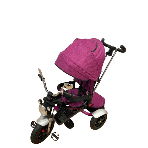 Tricicleta evolutiva, cu pozitie de somn, scaun rotativ si muzica distractiva, culoare mov,