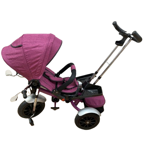 Tricicleta evolutiva, cu pozitie de somn, scaun rotativ si muzica distractiva, culoare mov,