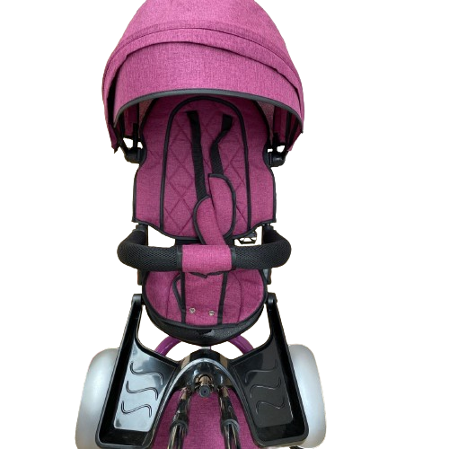 Tricicleta evolutiva, cu pozitie de somn, scaun rotativ si muzica distractiva, culoare mov,