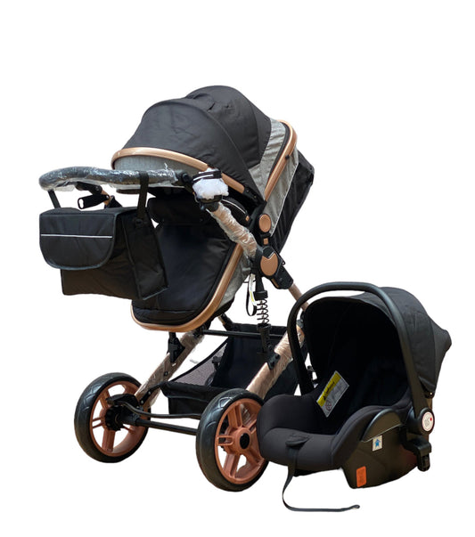 Carucior 3in1 Teknum , 0-36 luni, transformabil, reversibil, ultrapliabil,  culoare NEGRU, TR_588_BLACK