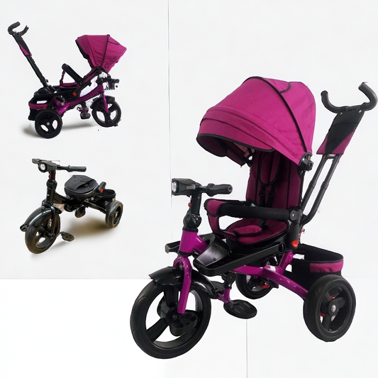 Tricicleta  plus 8 luni evolutiva, cu pozitie de somn, scaun rotativ si muzica distractiva, culoare MOV,