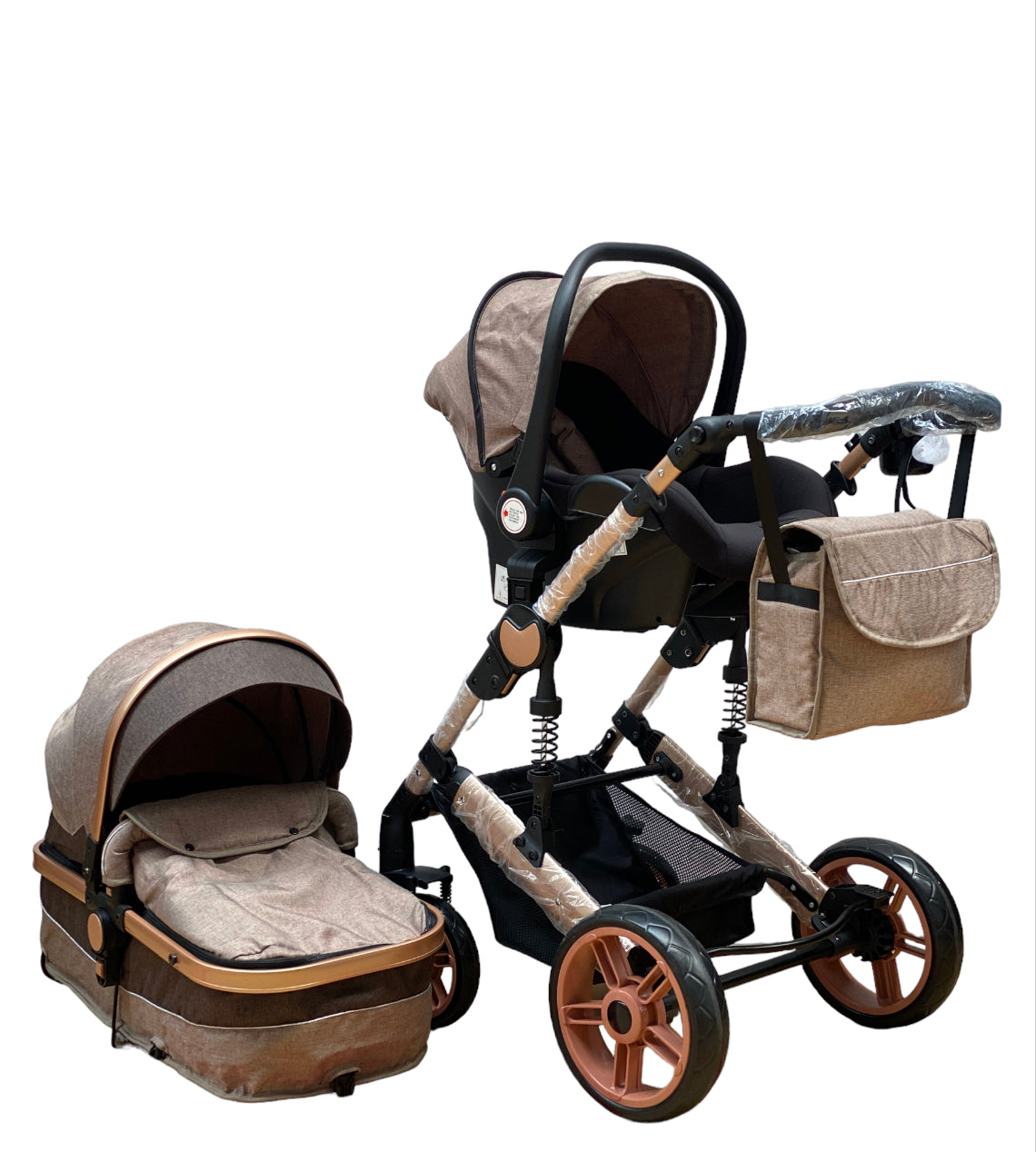Carucior 3in1 , Teknum  0-36 luni, transformabil, reversibil, ultrapliabil,  culoare BEJ, TR_588_BEJ