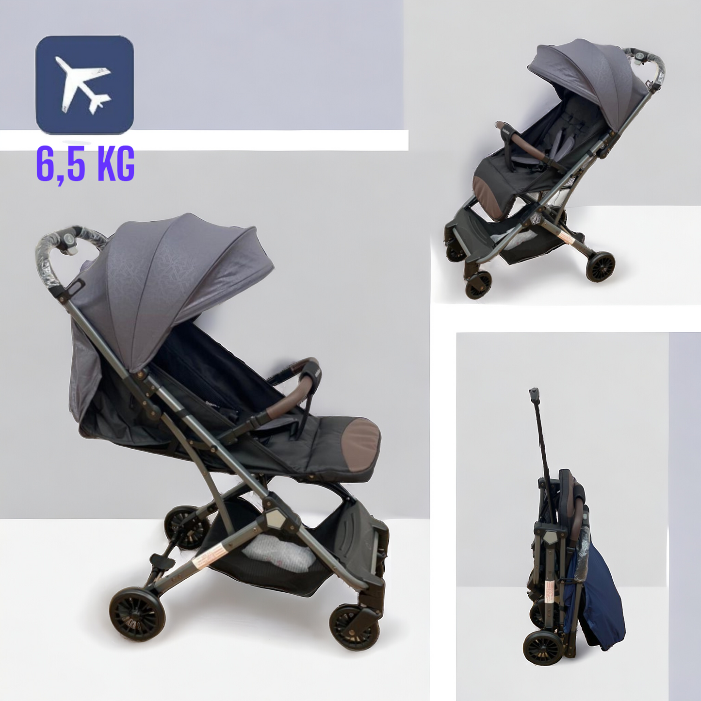 Carucior sport  troler ,cu pozitie somn si  protectie insecte, gri
