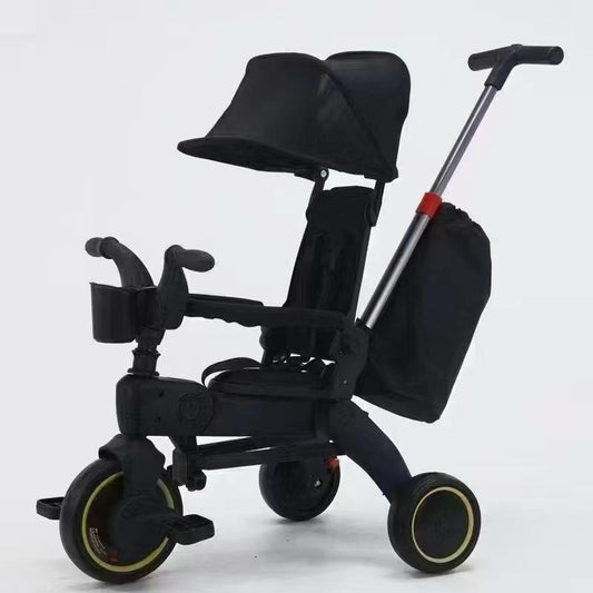Triciclete Ultrapliabile, +1an, usor de manevrat si transportat, roti spuma Eva, culoare NEGRU