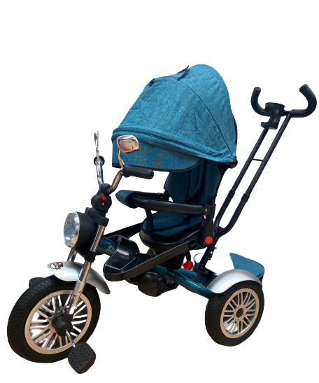 Tricicleta evolutiva cu pozitie de somn , scaun rotativ, muzica si lumini, turcoaz